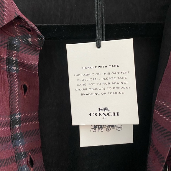 Coach Silk Red Plaid Asymmetrical Size 4 Mini Dress - Picture 10 of 10